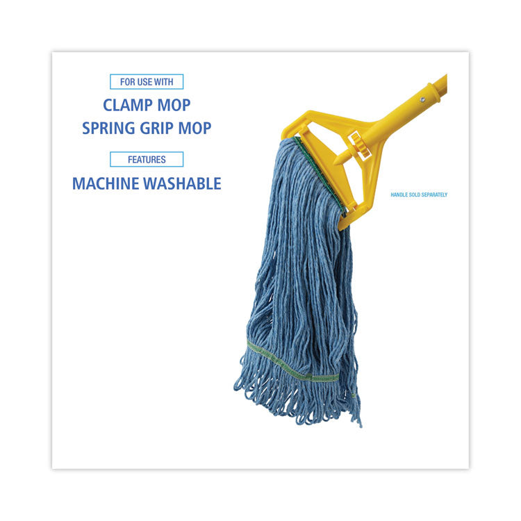 Super Loop Wet Mop Head, Cotton/synthetic Fiber, 1" Headband, Medium Size, Blue
