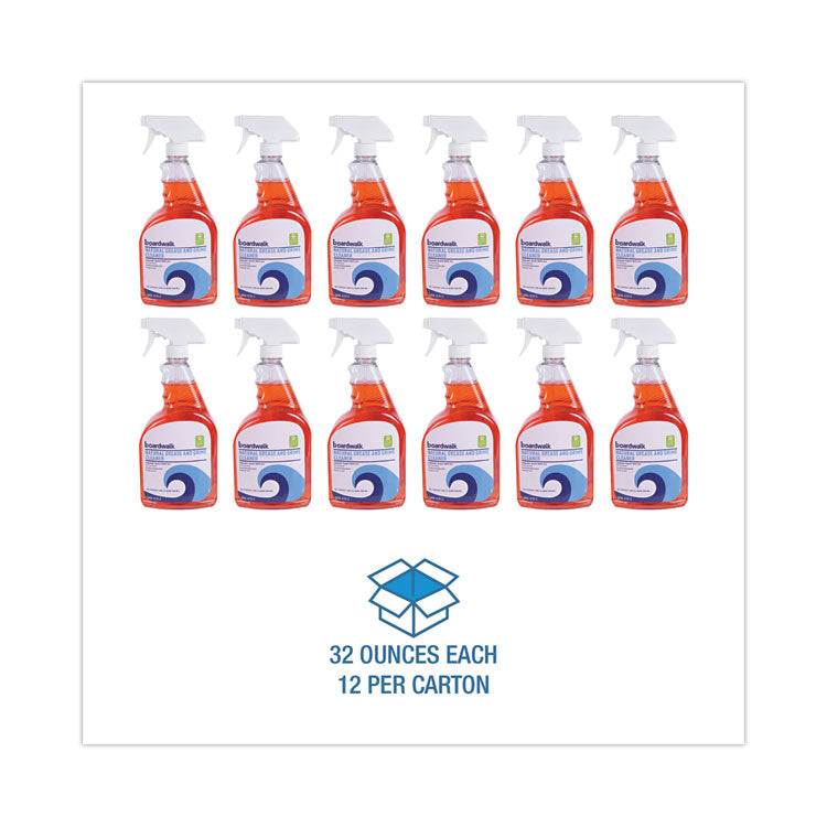 Natural Grease and Grime Cleaner, Unscented, 32 oz Spray Bottle, 12/Carton