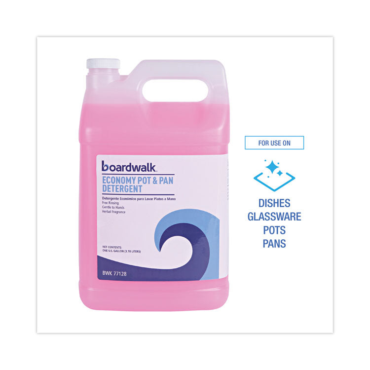 Industrial Strength Pot and Pan Hand Dishwashing Detergent, Herbal Scent, 1 gal Bottle, 4/Carton