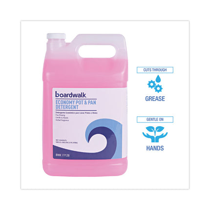 Industrial Strength Pot and Pan Hand Dishwashing Detergent, Herbal Scent, 1 gal Bottle, 4/Carton