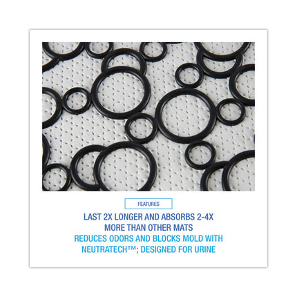 Disposable Urinal Floor Mat 2.0, Slip-Resistant Rubber, 17.5 x 20, Black/White, 6/Carton