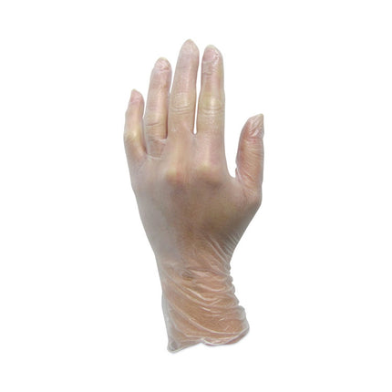 ProWorks Industrial Disposable Vinyl Grade Gloves, Powder-Free, Small, Clear, 100/Box, 10 Boxes/Carton