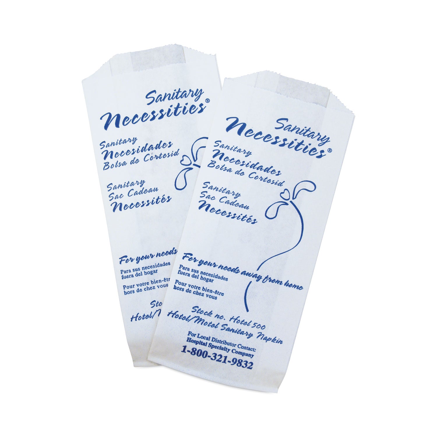 Necessities Hotel Courtesy Disposal Bags, 4" x 1.75" x 9", White/Blue, 500/Carton