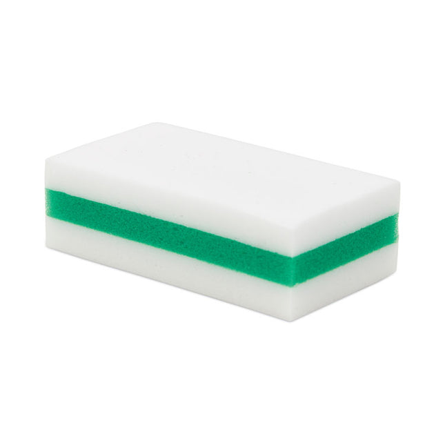 eXpunge Sponges, 4.75 x 2.5, 1.13" Thick, White/Green, 24/Carton