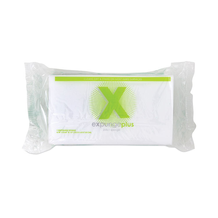 eXpunge Sponges, 4.75 x 2.5, 1.13" Thick, White/Green, 24/Carton