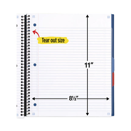 Advance Wirebound Notebook, 3-Subject, Medium/College Rule, Randomly Assorted Cover Color, (150) 11 x 8.5 Sheets