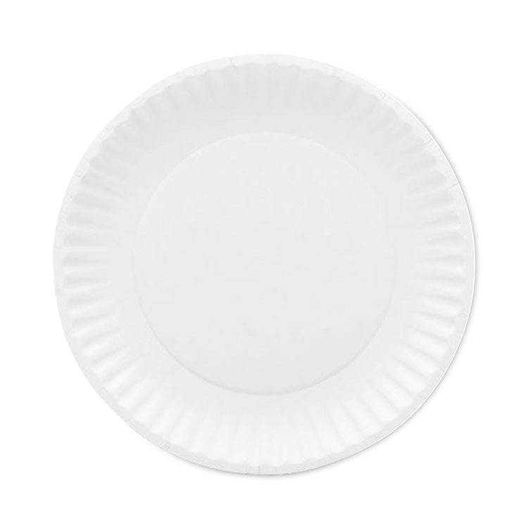 Premium Coated Paper Plates, 7" dia, White, 125/Pack, 8 Packs/Carton