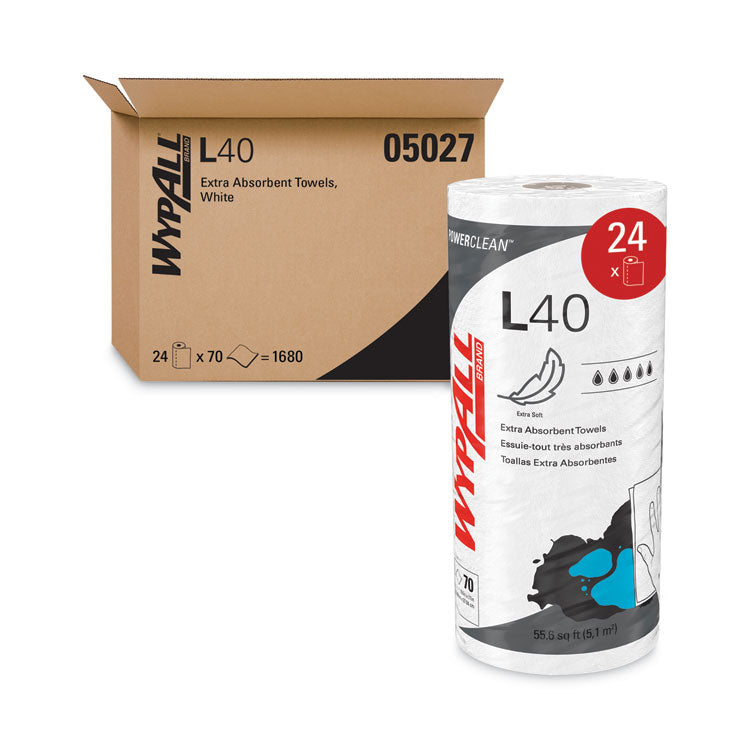 L40 Towels, Small Roll, 10.4 x 11, White, 70/Roll, 24 Rolls/Carton