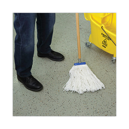 Cut-End Lie-Flat Mop Head, Rayon, 16oz, White, 12/carton