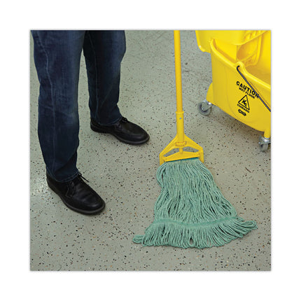Narrowband Looped-End Mop Head, Premium Standard Head, Cotton/Rayon Fiber, Medium, Green, 12/Carton