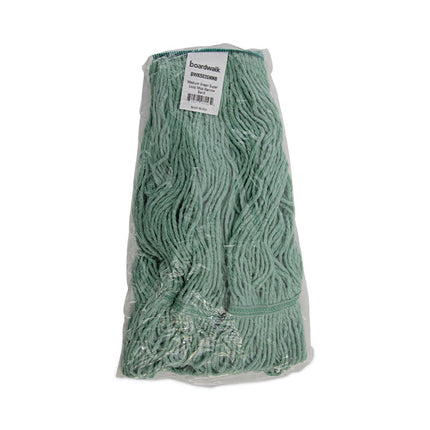 Narrowband Looped-End Mop Head, Premium Standard Head, Cotton/Rayon Fiber, Medium, Green, 12/Carton