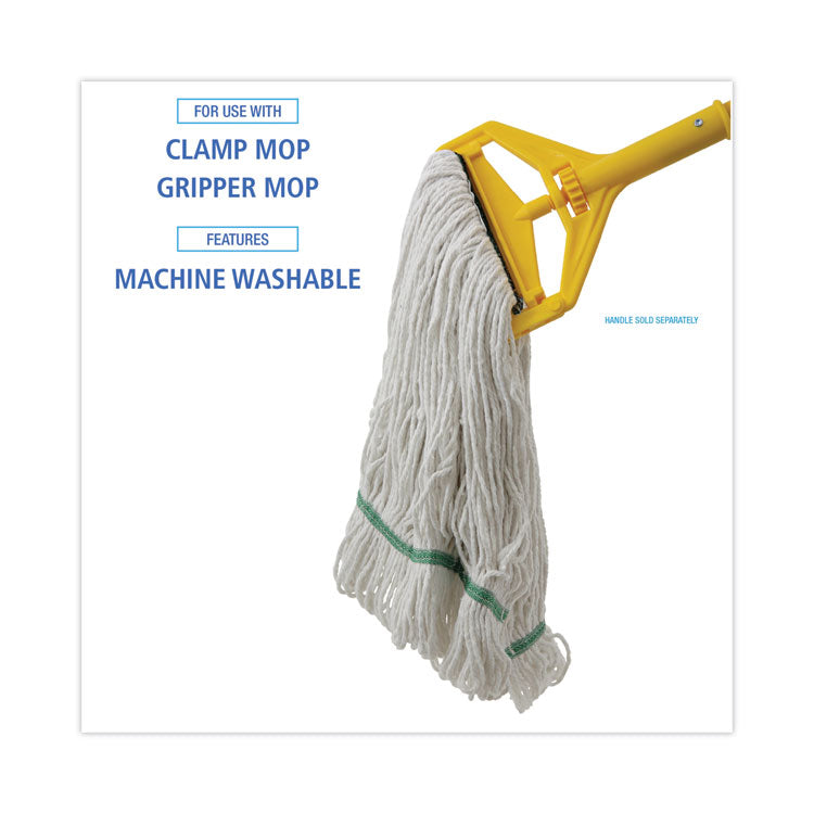 Narrowband Looped-End Mop Head, Premium Standard Head, Cotton/Rayon Fiber, Medium, White