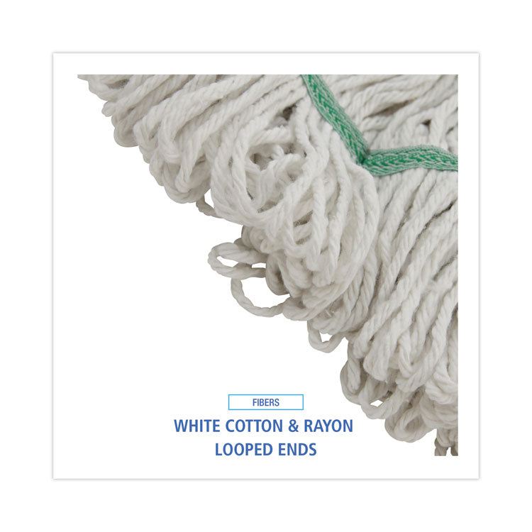 Narrowband Looped-End Mop Head, Premium Standard Head, Cotton/Rayon Fiber, Medium, White