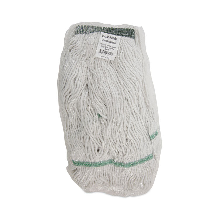 Narrowband Looped-End Mop Head, Premium Standard Head, Cotton/Rayon Fiber, Medium, White