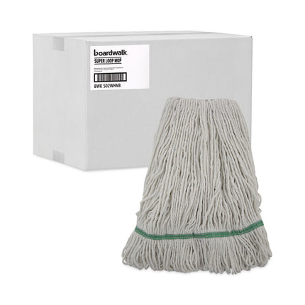 Narrowband Looped-End Mop Head, Premium Standard Head, Cotton/Rayon Fiber, Medium, White
