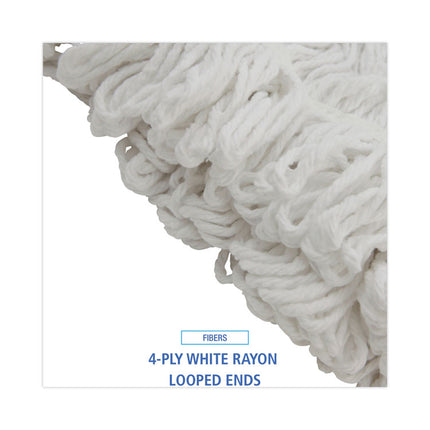Mop Head, Pro Loop Web/tailband, Premium Saddleback Head, Ryn, 24-Oz., Wh, 12/ct
