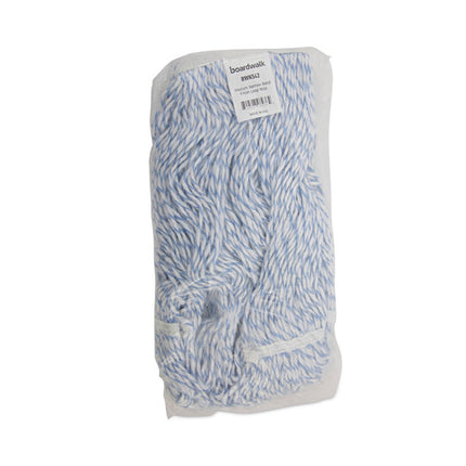 Mop Head, Floor Finish, Narrow, Rayon/polyester, Medium, White/blue, 12/carton