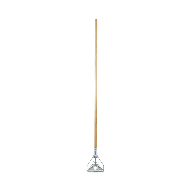 Screw Clamp Metal Head Wooden Mop Handle, #20+, 1.13" dia x 62", Natural