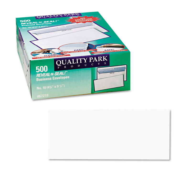 Reveal-N-Seal Security Tinted Envelope, #10, Commercial Flap, Self-Adhesive Closure, 4.13 x 9.5, White, 500/Box