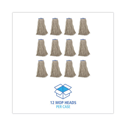 Cut-End Lie-Flat Wet Mop Head, Cotton, 16oz, White, 12/carton