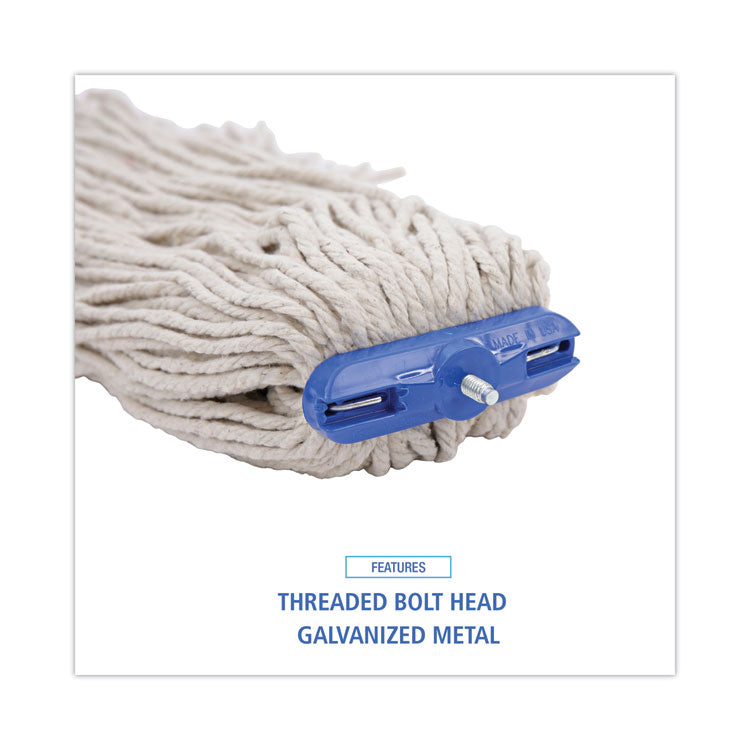 Cut-End Lie-Flat Wet Mop Head, Cotton, 16oz, White