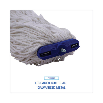 Cut-End Lie-Flat Wet Mop Head, Rayon, 16oz, White, 12/carton