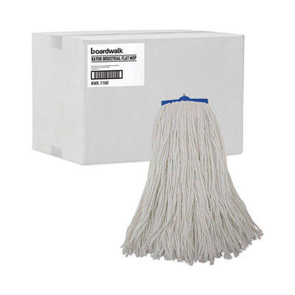 Cut-End Lie-Flat Wet Mop Head, Rayon, 16oz, White, 12/carton