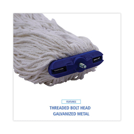 Mop Head, Economical Lie-Flat Head, Rayon Fiber, 20oz, White, 12/carton