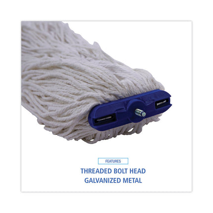 Cut-End Lie-Flat Wet Mop Head, Rayon, 24oz, White, 12/carton