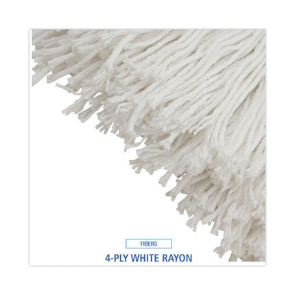 Mop Head, Economical Lie-Flat Head, Rayon Fiber, 32-Oz., White, 12/carton