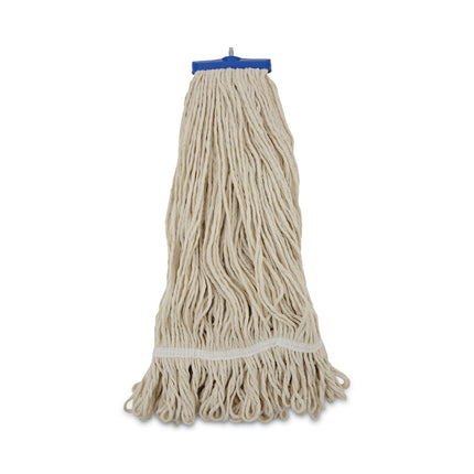 Mop Head, Lie-Flat Head, Cotton Fiber, 24 oz., White, 12/Carton