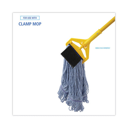 Mop Head, Loop-End, Cotton With Scrub Pad, Medium, 12/carton