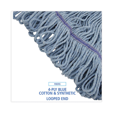 Mop Head, Loop-End, Cotton With Scrub Pad, Medium, 12/carton