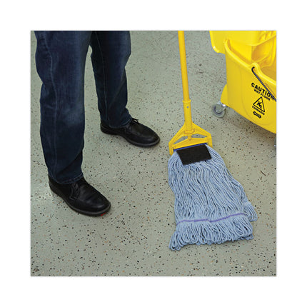 Mop Head, Loop-End, Cotton With Scrub Pad, Large, 12/carton