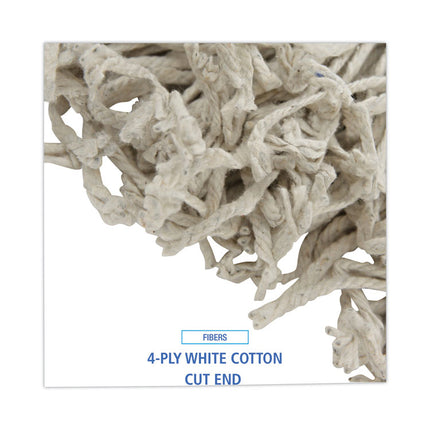 Mop Head, Cotton, Cut-End, White, 4-Ply, #16 Band, 12/carton
