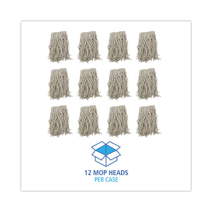 Mop Head, Cotton, Cut-End, White, 4-Ply, #16 Band, 12/carton