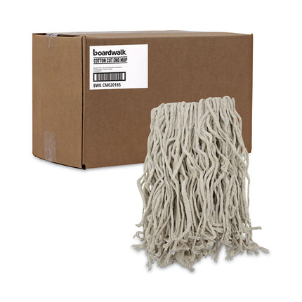 Mop Head, Cotton, Cut-End, White, 4-Ply, #16 Band, 12/carton