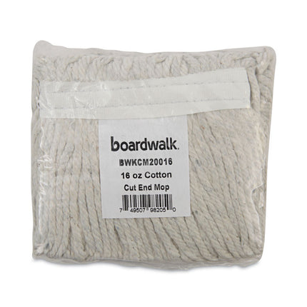 Banded Mop Head, Cotton, Cut-End, White, 16 Oz, 12/carton