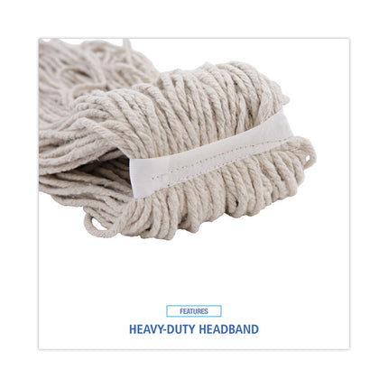 Mop Head, Cotton, Cut-End, White, 4-Ply, 32oz, 12/carton