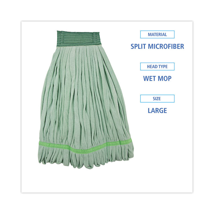 Microfiber Looped-End Wet Mop Head, Large, Green, 12/carton