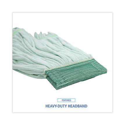 Microfiber Looped-End Wet Mop Head, Large, Green, 12/carton