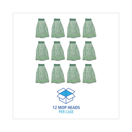 Microfiber Looped-End Wet Mop Head, Large, Green, 12/carton