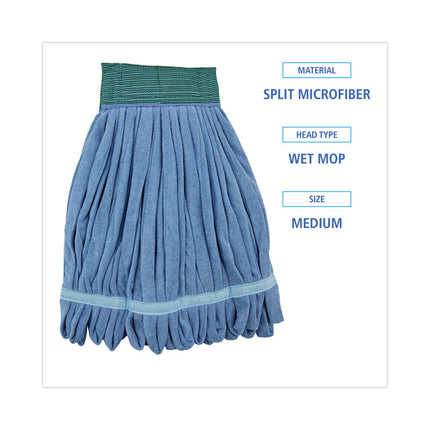 Microfiber Looped-End Wet Mop Heads, Medium, Blue, 12/carton, 12/carton