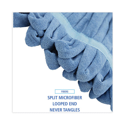 Microfiber Looped-End Wet Mop Heads, Medium, Blue, 12/carton, 12/carton
