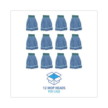 Microfiber Looped-End Wet Mop Heads, Medium, Blue, 12/carton, 12/carton