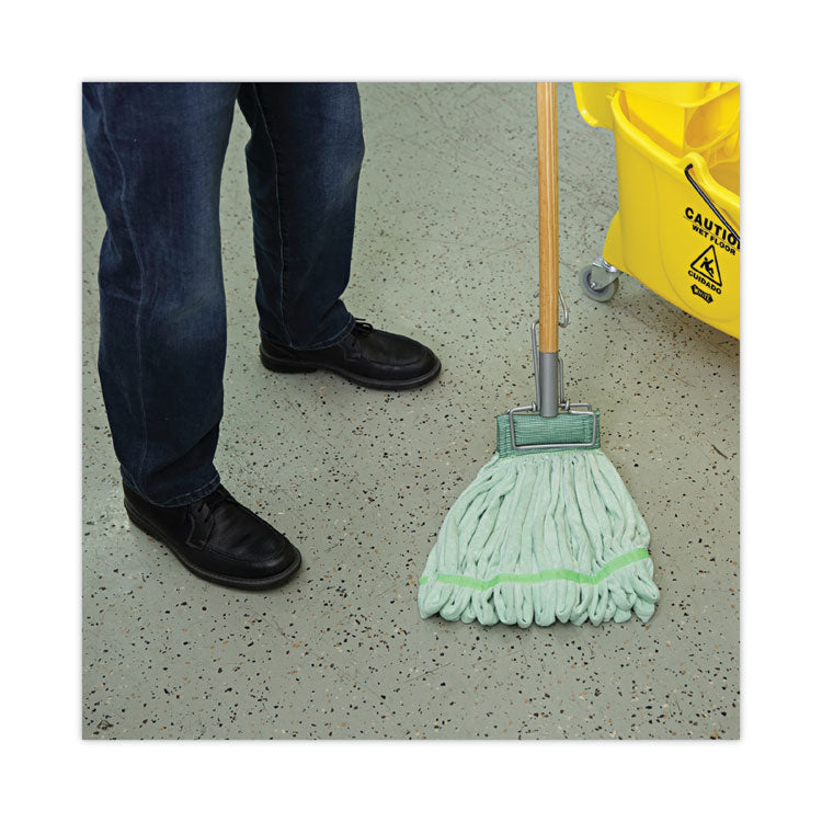 Microfiber Looped-End Wet Mop Heads, Medium, Green, 12/carton
