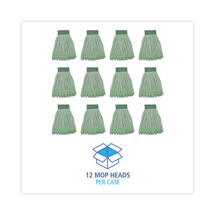 Microfiber Looped-End Wet Mop Heads, Medium, Green, 12/carton