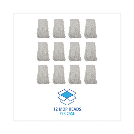 Banded Rayon Cut-End Mop Heads, #24, White, 1.25" Headband, 12/Carton