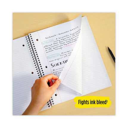 Wirebound Notebook, 1-Subject, Wide/Legal Rule, Red Cover, (100) 10.5 x 8 Sheets