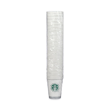 Hot Cups, 12 oz, Paper, White with Green Starbucks Logo, 1,000/Carton